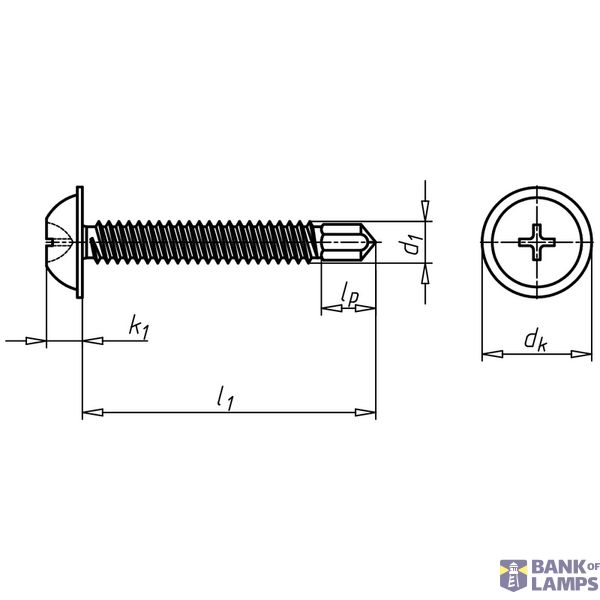 Self tapping screw 4.2x32 Flat head cross image 1