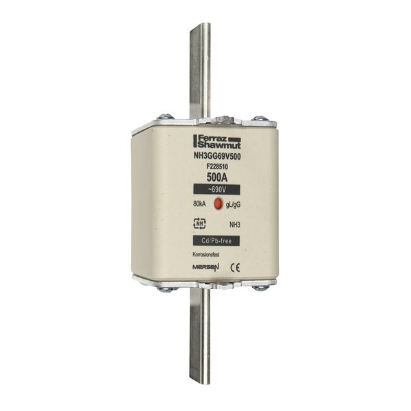 Fuse-link NH3 gG 690VAC 500A live tags Double indicator image 1