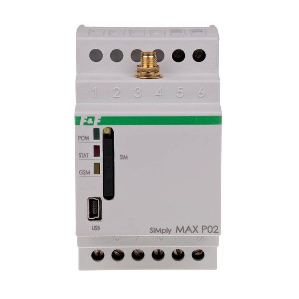 GSM remote control relay (CLIP); 2xOUT, 2xIN; gate control; 230V AC; 2NO/NC; DIN rail mounting image 1