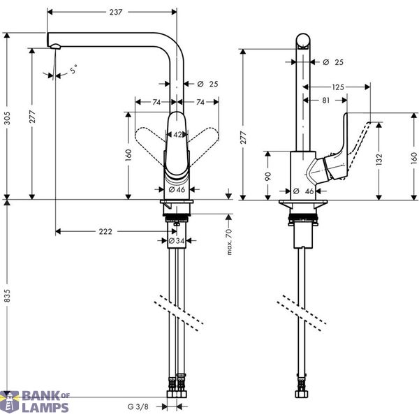 Focus 280 kitchen mixer, stainless steel image 1