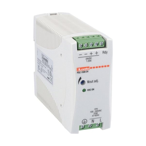 DIN rail switching power supply, single-phase. 24VDC, 1.25A/30W image 1