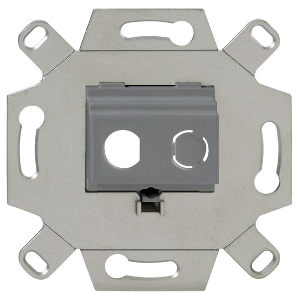 Mounting adapter, 2-fold, mouse gray (similar to RAL 7005), for 2 F sockets (12 mm), for TAE covers image 1
