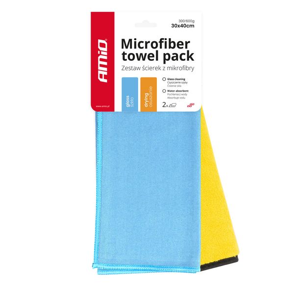 2in1 Microfiber towel - drying and glass 30x40cm 300/600g AMIO-03749 image 1