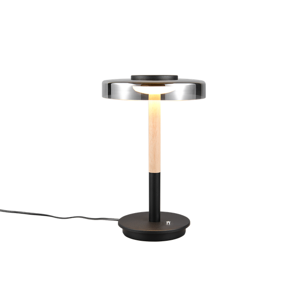 Celeste LED table lamp matt black/chrome plated/wood image 1