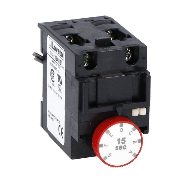 Delayed auxiliary contact 1NO+1NC (pneumatic operation) on energisation for front centre mounting. Screw terminals, for BF... series contactors, 15S image 1