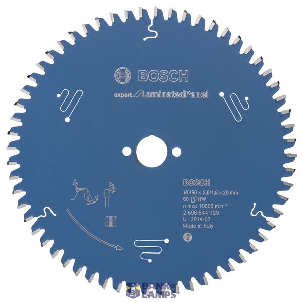 Circular saw blade Expert for Laminated Panel 190 x 20 x 2,6 mm, 60 image 1