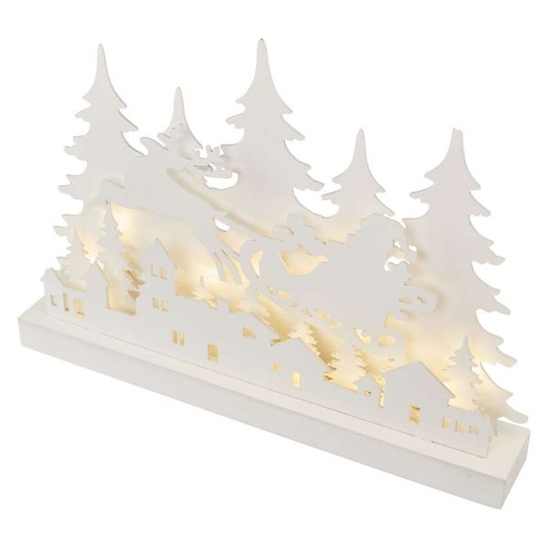 LED Wooden Decoration – Christmas Village, 31 cm, 2x AA, Indoor, Warm White, Timer image 1