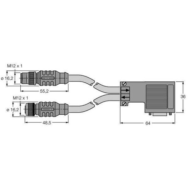 PROFIBUS Cable PVC Cable Jacket   RSSW D9S RKSW 455-1M-1M image 1