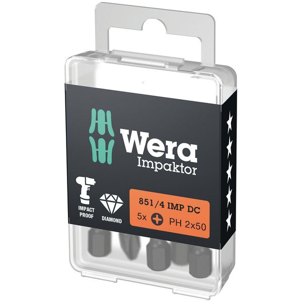 851/4 IMP DC PH DIY Impaktor PH Bits, PH 2 x 50 mm, 5-delig image 2
