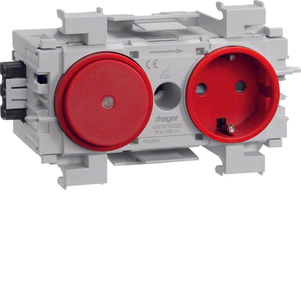 Socket-outlet+Switch Wago f-mount red image 1