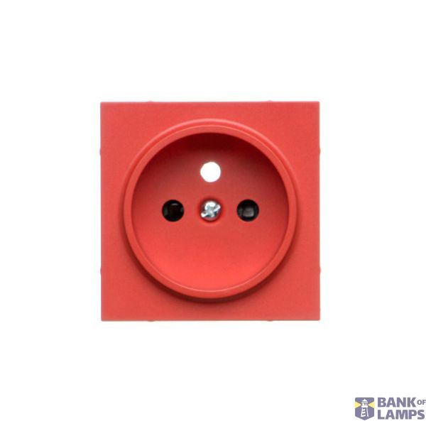 Cover for single socket outlet with earthing, red image 1