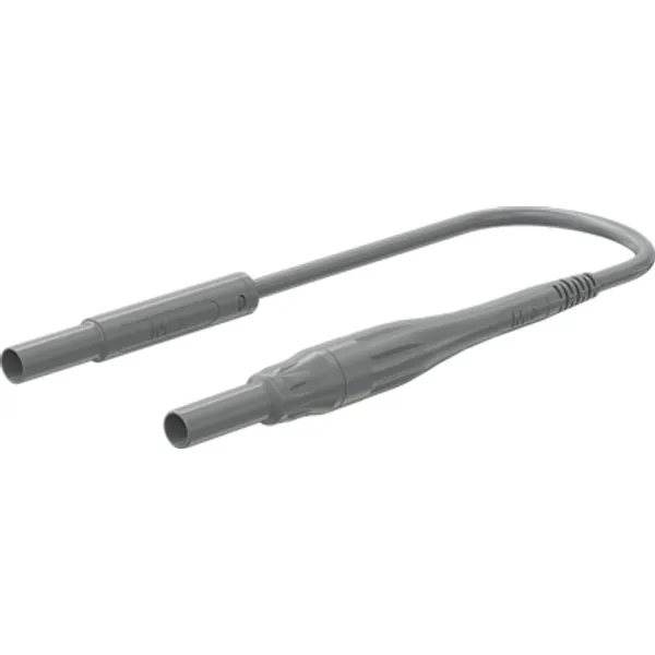 Measuring lead with (4 mm lamella plug, straight) to (4 mm lamella plug, straight), 2 m, gray, PVC, 1.0 mm², CAT IV, 66.1046-20028 image 1
