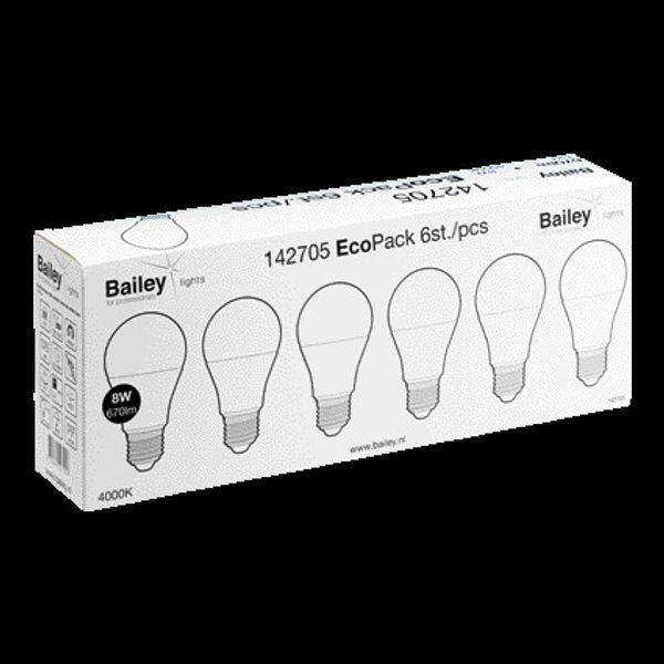EcoPack 6pcs LED A60 E27 240V 8W 4000K Opal image 4