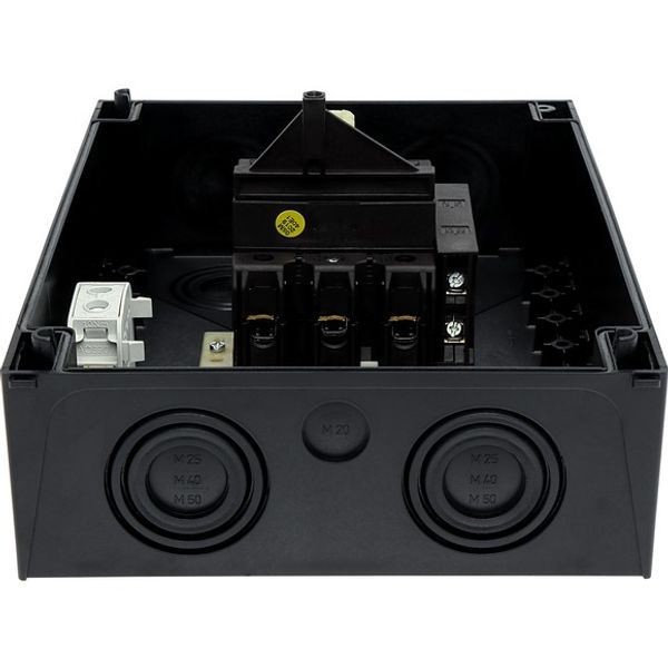 P3-100/I5/SVB/HI11 Main switch, P3, 100 A, surface mounting, 3 pole, 1 N/O, 1 N/C, Emergency switching off function, With red rotary handle and yellow locking ring, Lock image 6