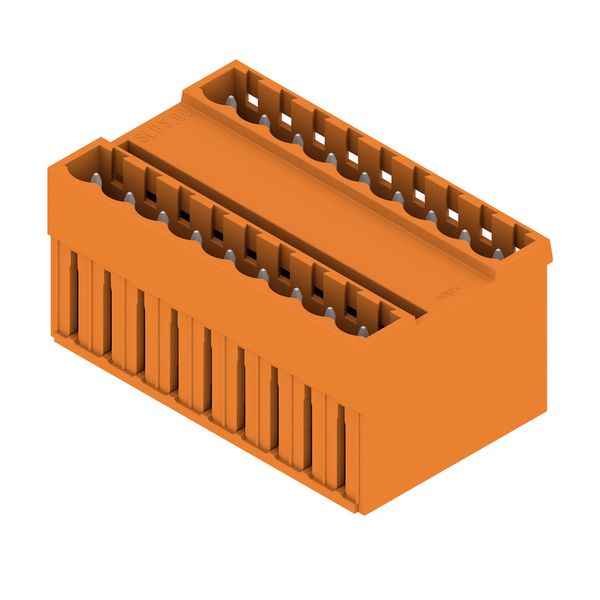 PCB plug-in connector, male header, closed side, THT solder connection, 5.00 mm, Number of poles: 18, 180°, Solder pin length (l): 3.2 mm, tinned, orange, Box image 2