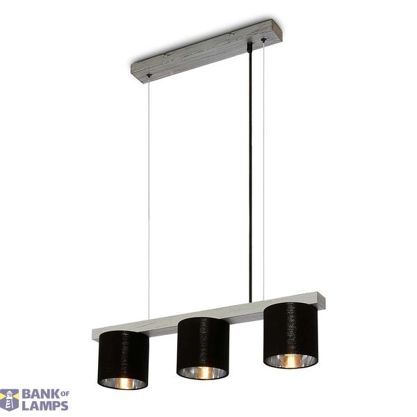 pendant light, antique-silver,fabric,3xE14 excl. image 1