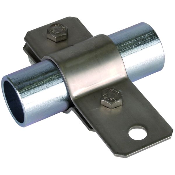 Earthing pipe clamp D 55mm with bore D 11mm StSt image 1