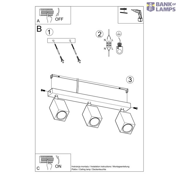 CEILING LAMP KEKE 3 OAK GU10 3X40W IP20 image 4