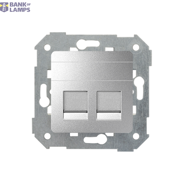 Double Keystone flat IT/telephone socket cover, aluminum image 1