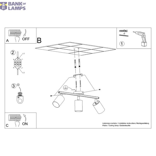 CEILING LAMP LEMMI 3 WHITE GU10 3X40 IP20 image 3
