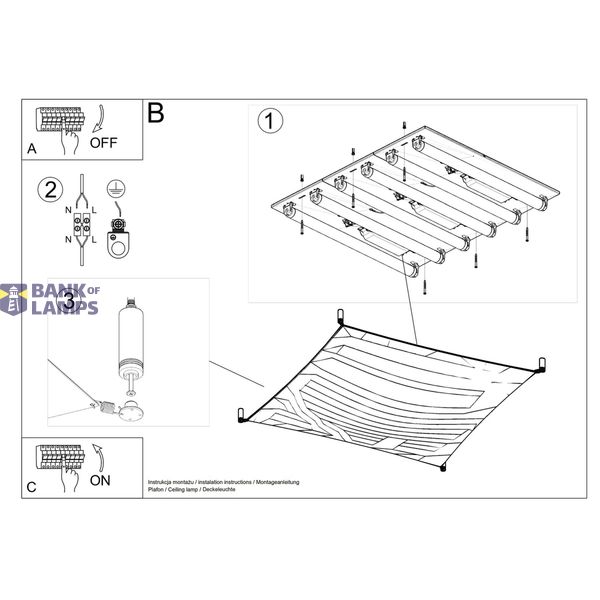 CEILING LAMP LUNA 4 WHITE G13 6X9W IP20 image 5