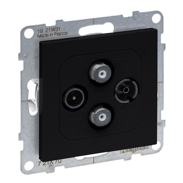 TV-R-SAT-SAT MALE STAR 2 CABLES BLACK image 1