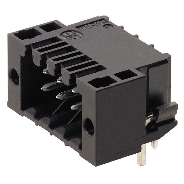 PCB plug-in connector, male header, Solder flange, THT/THR solder connection, 3.50 mm, Number of poles: 4, 90°, Solder pin length (l): 3.5 mm, Au (Gold), black, Box image 1