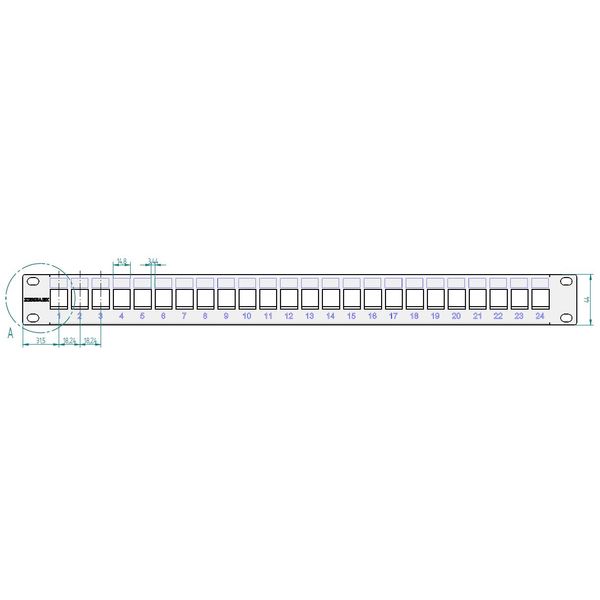 Patchpanel 19" empty for 24 modules (SFA)(SFB), 1U, RAL7035 image 2