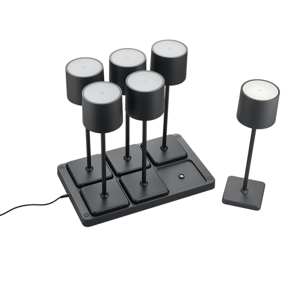 Fernandez LED outdoor table lamp 6-pc matt black rechargeable image 1