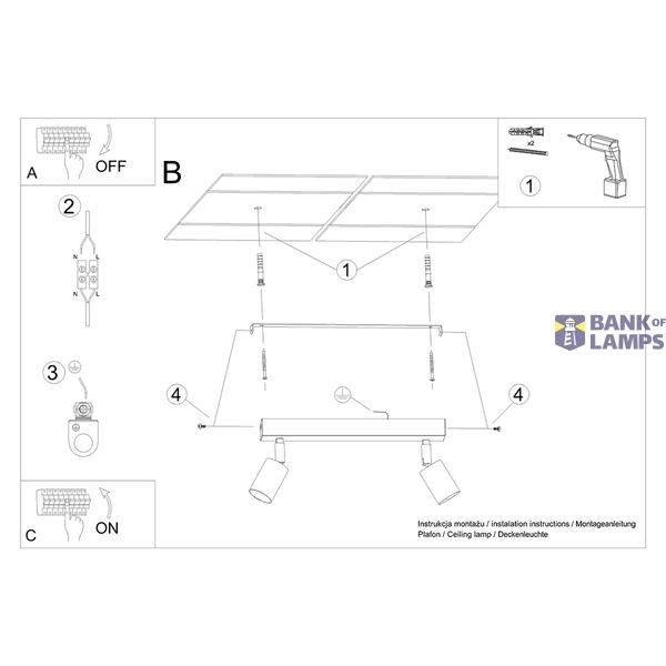 CEILING LAMP VERDO 2 BLACK GU10 2X10W IP20 image 5