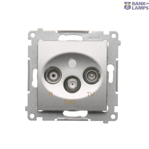 R-TV-SAT pass through aerial socket, atten.: 10dB, Silver matt, metalic image 1