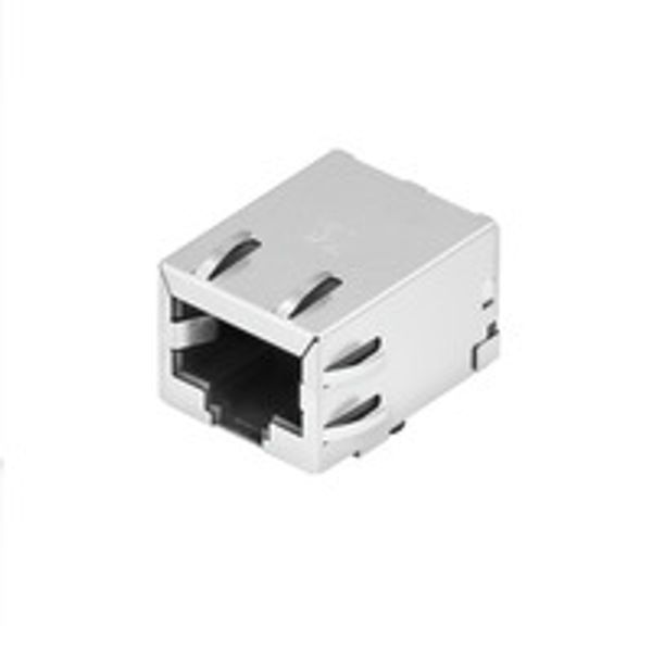 PCB plug-in connector, RJ45 jacks transformer, 10/100 MBit/s , SMD solder connection, 90°, Latch option: bottom, Shield tabs: 6 tabs, 30...80 µ" Ni / ≥ 30 µ" Au , LED: No, Number of poles: 8, Tape image 1