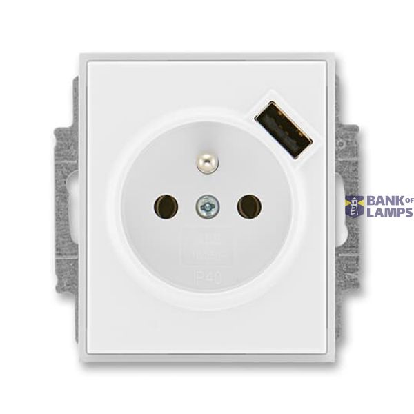 5569E-A02357 01 Socket outlet with earthing pin, shuttered, with USB charging image 1