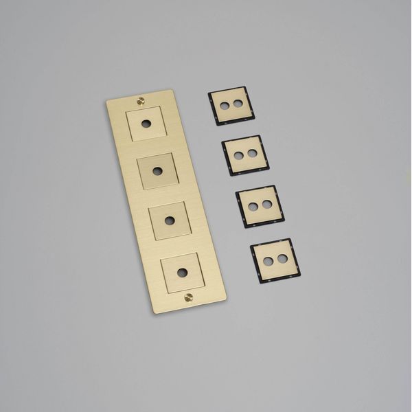 4G WALL PLATE / VERTICAL / WITH INFILLS / WITHOUT LOGO / BRASS image 1