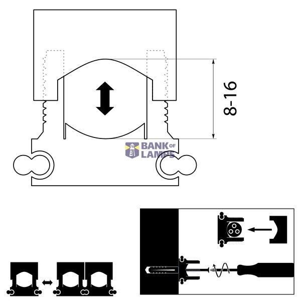 Cable mounting bracket - "UM 16" black image 2