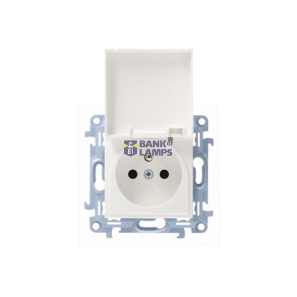 IP44 single socket outlet with frame seal - same color flap&frame, 16A, white image 1