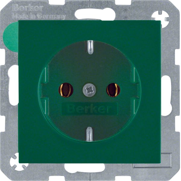 SCHUKO soc. out., screw-in lift terminals, S.1/B.3/B.7, green glossy image 1