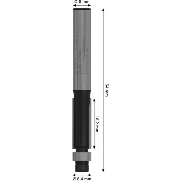 Laminate trim bit, 6 mm, D1 6.35 mm, L 16.1 mm, G 54 mm image 3