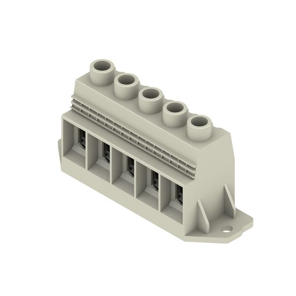 Printed circuit board terminals, 15.00 mm, Number of poles: 5, 90°, Solder pin length (l): 4.5 mm, tinned, Pebble grey, Clamping yoke connection, Clamping range, max. : 50 mm², Box image 6