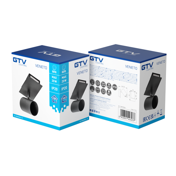 Ceiling luminaire VENETO, IP20, max. 20 W, 1 x GU10, round, black image 3