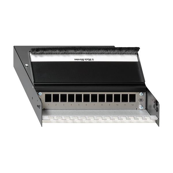 Surface-mounted cable splitter, modular, for max. 12 Keystone modules, screw mounting, black (similar to RAL 9005) image 1
