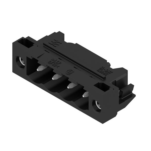 PCB plug-in connector, male header, Solder flange, THT/THR solder connection, 5.08 mm, Number of poles: 4, 90°, Solder pin length (l): 1.5 mm, tinned, black, Tape image 4
