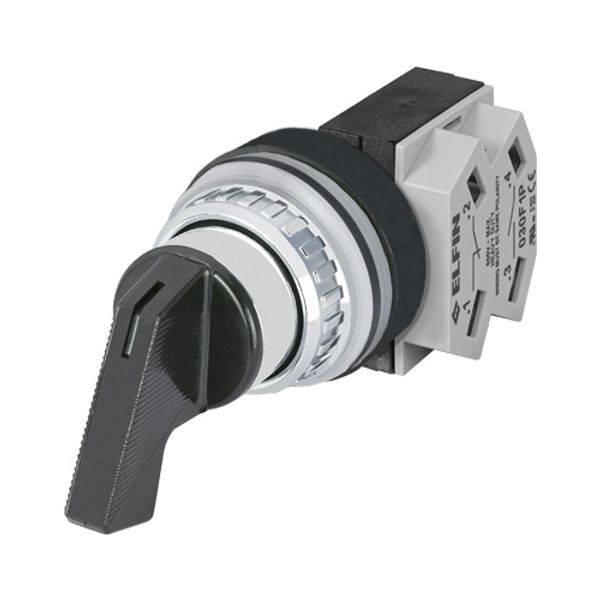 Lever selector switch, black,3-position, Cam S, N.O.+N.C. image 1