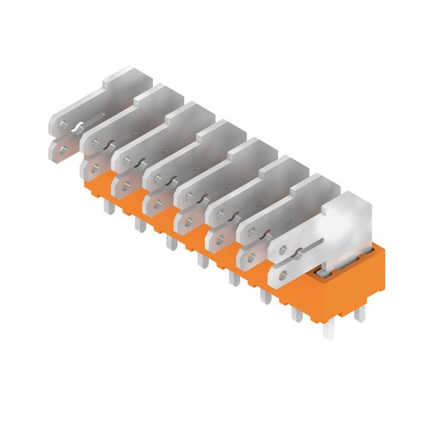 Printed circuit board terminals, 5.00 mm, Number of poles: 8, 90°, Solder pin length (l): 3.5 mm, tinned, orange, Flat-blade connection, Box image 2