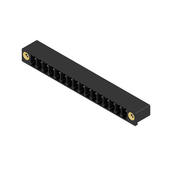 PCB plug-in connector, male header, Flange, THT solder connection, 3.81 mm, Number of poles: 16, 270°, Solder pin length (l): 3.2 mm, tinned, black, Box image 2