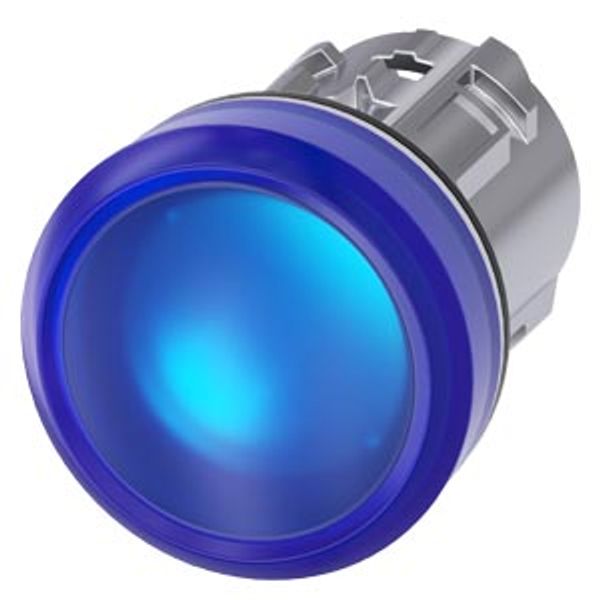 Indicator light, 22 mm, round, metal, shiny, blue,  3SU1051-6BA50-0AA0 image 1