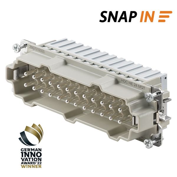 HDC insert, Male, 500 V, 16 A, Number of poles: 24, SNAP IN, Size: 8 image 1