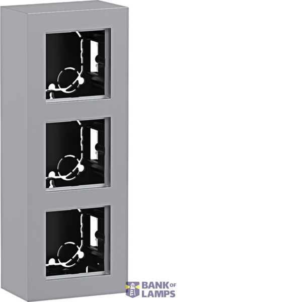 Housing incl. cover frame, 3-way, tall, surface-mount, A.8, titanium image 1