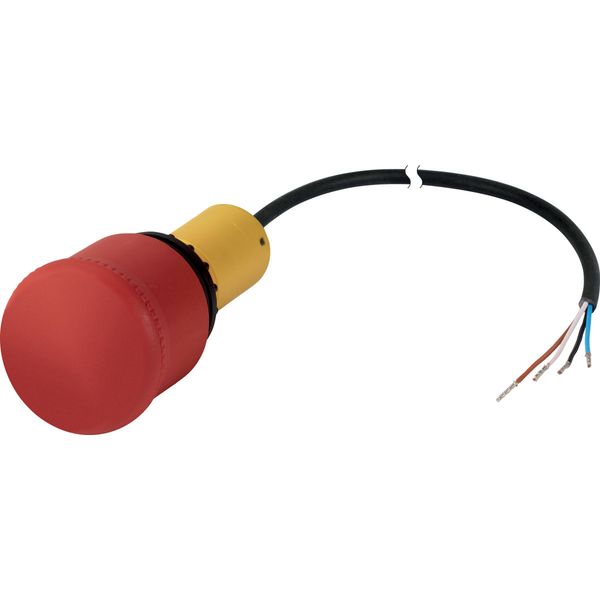 C22-PV-K02-P65 Emergency stop/emergency switching off pushbutton, Mushroom-shaped, 38 mm, Pull-to-release function, 2 NC, Cable (black) with non-terminated end, 4 po image 3