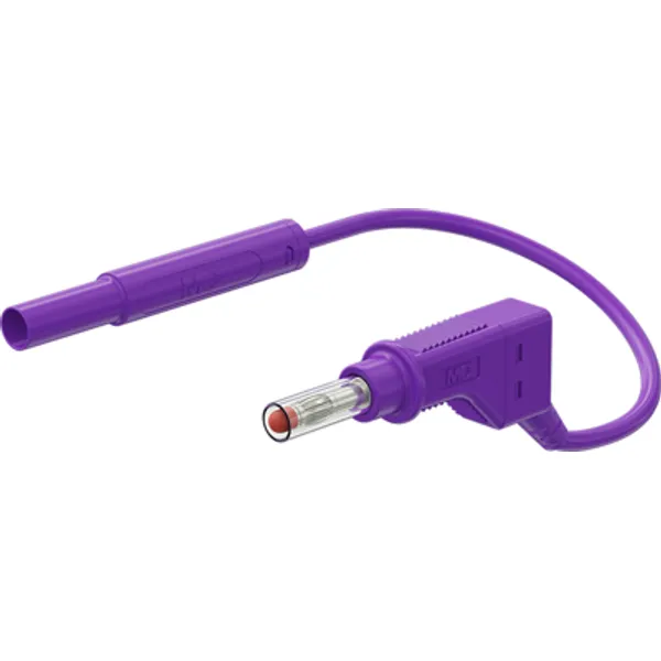 Measuring lead with (4 mm lamella plug, straight) to (4 mm lamella plug, straight), 2 m, purple, PVC, 1.0 mm², CAT II, 66.1048-20026 image 1